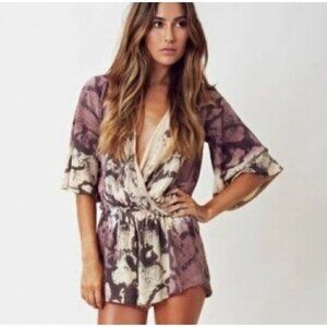 Blue Life Beachy Vacation Snakeskin Romper - Size: Small